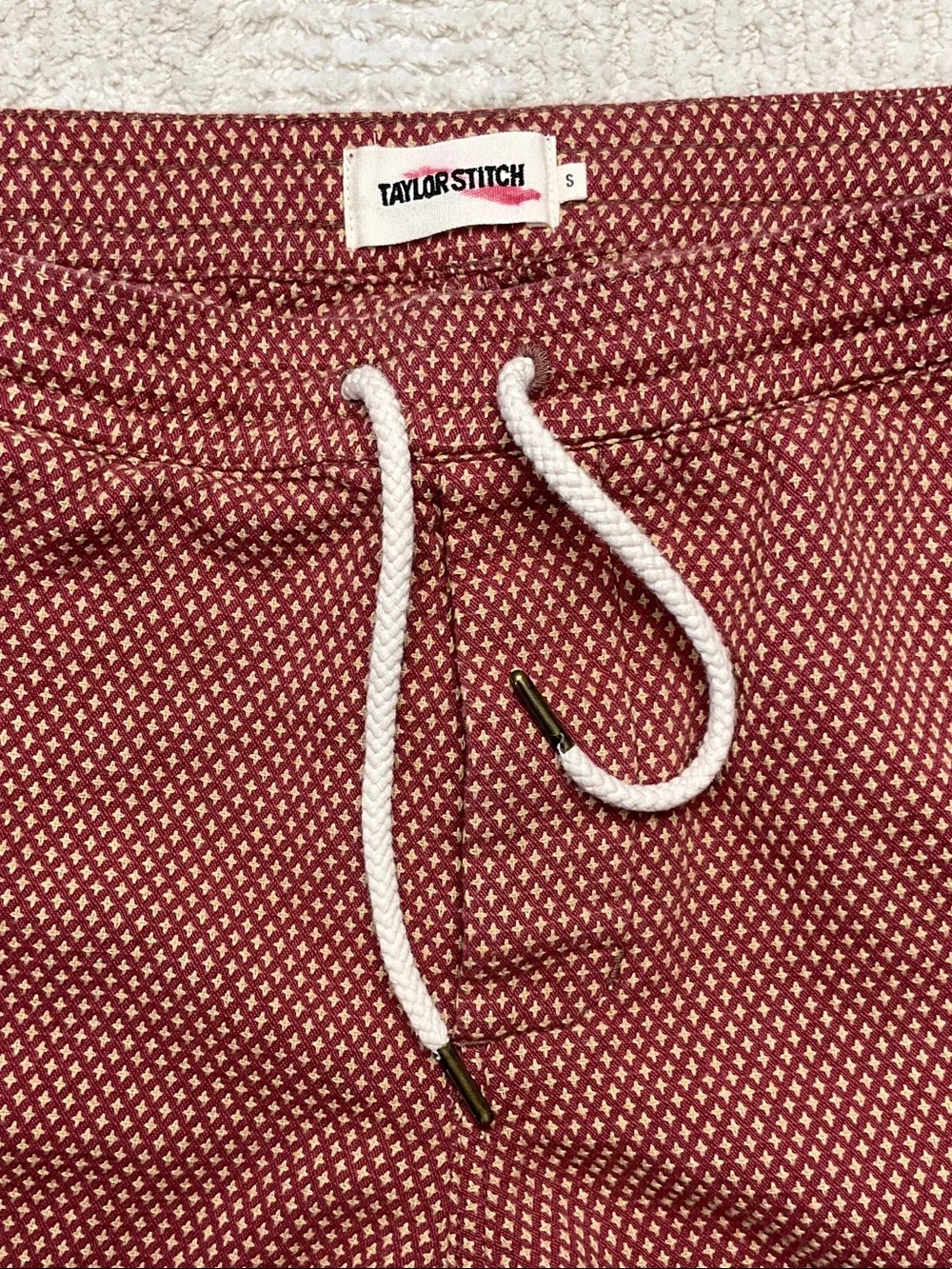 Taylor Stitch The Apres Short in Fired Brick Dobby Organic Cotton Size Small